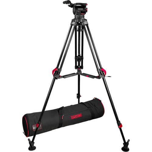 Cartoni Focus 10 Red Lock System for video cameras with 100mm mounting, featuring a sturdy design and locking mechanism. – image 1
