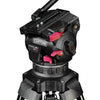 Cartoni Focus 10 Red Lock System mount for video cameras with 100mm ball head, shown in close-up view.
