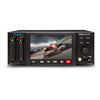 AJA Ki Pro Ultra 4K video recorder and monitor with 3G-SDI and HDMI ports, front view showing control buttons and display screen.
