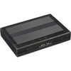 AJA 500GB KiStor hard disk drive for Ki Pro storage system, shown with USB connection port and sleek black casing.