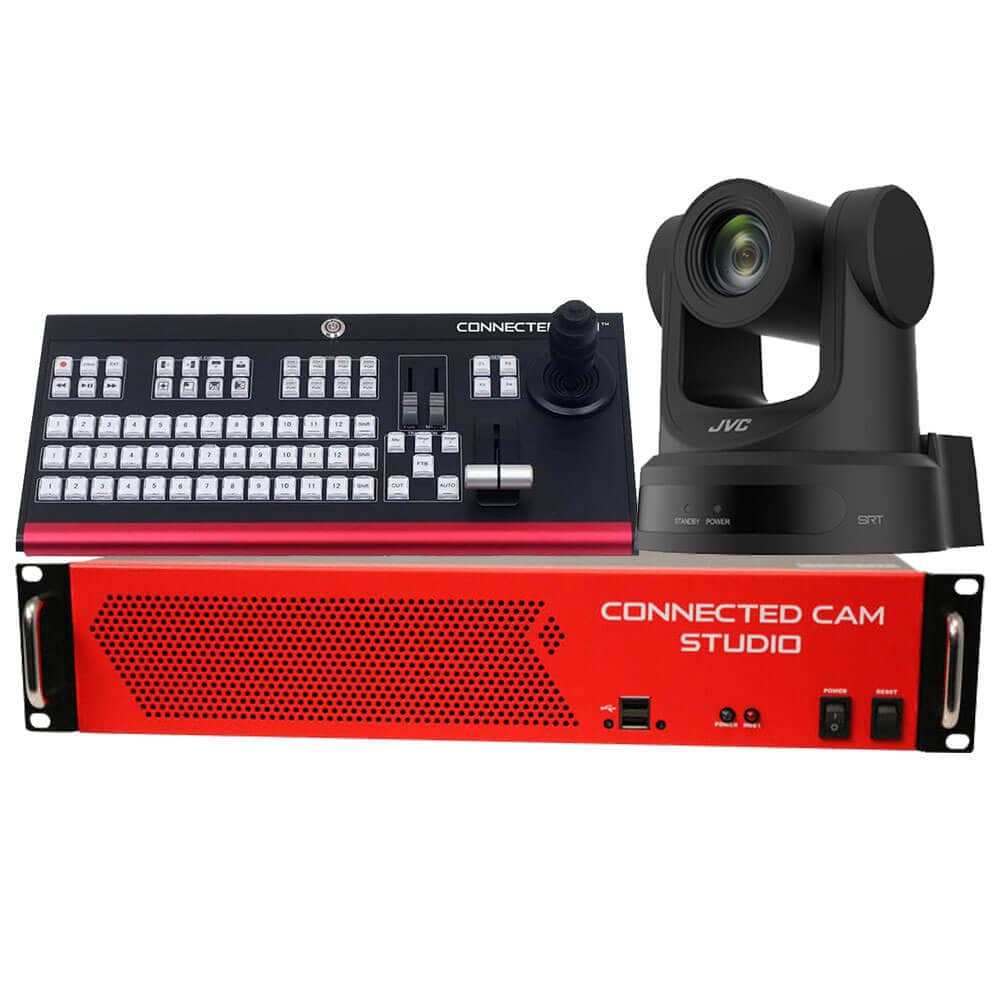JVC KM-IP8S4 NDI + SDI Switcher with LP350G Controller and PZ200NBU Camera Bundle (Black) - Coremicro – image 1