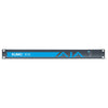 AJA KUMO 16x16 SDI video router with front view, showing multiple SDI input and output ports and built-in power supply.