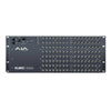 AJA KUMO 64x64 Compact 3G-SDI SDI Video Router rear view showing input and output ports for professional broadcast connections.