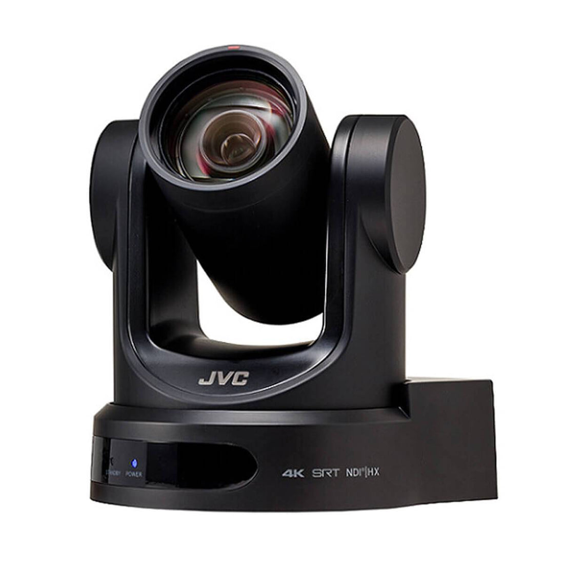 JVC KY-PZ400N 4K NDI HX PTZ Camera in black with 12x optical zoom, capturing a professional video camera setup. – image 1