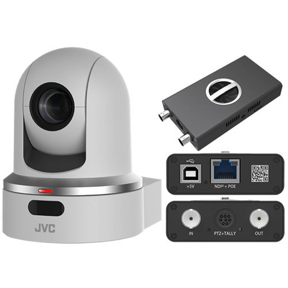 JVC KY-PZ100 PTZ Camera With NDI Converter Kit (White) - Coremicro – image 1