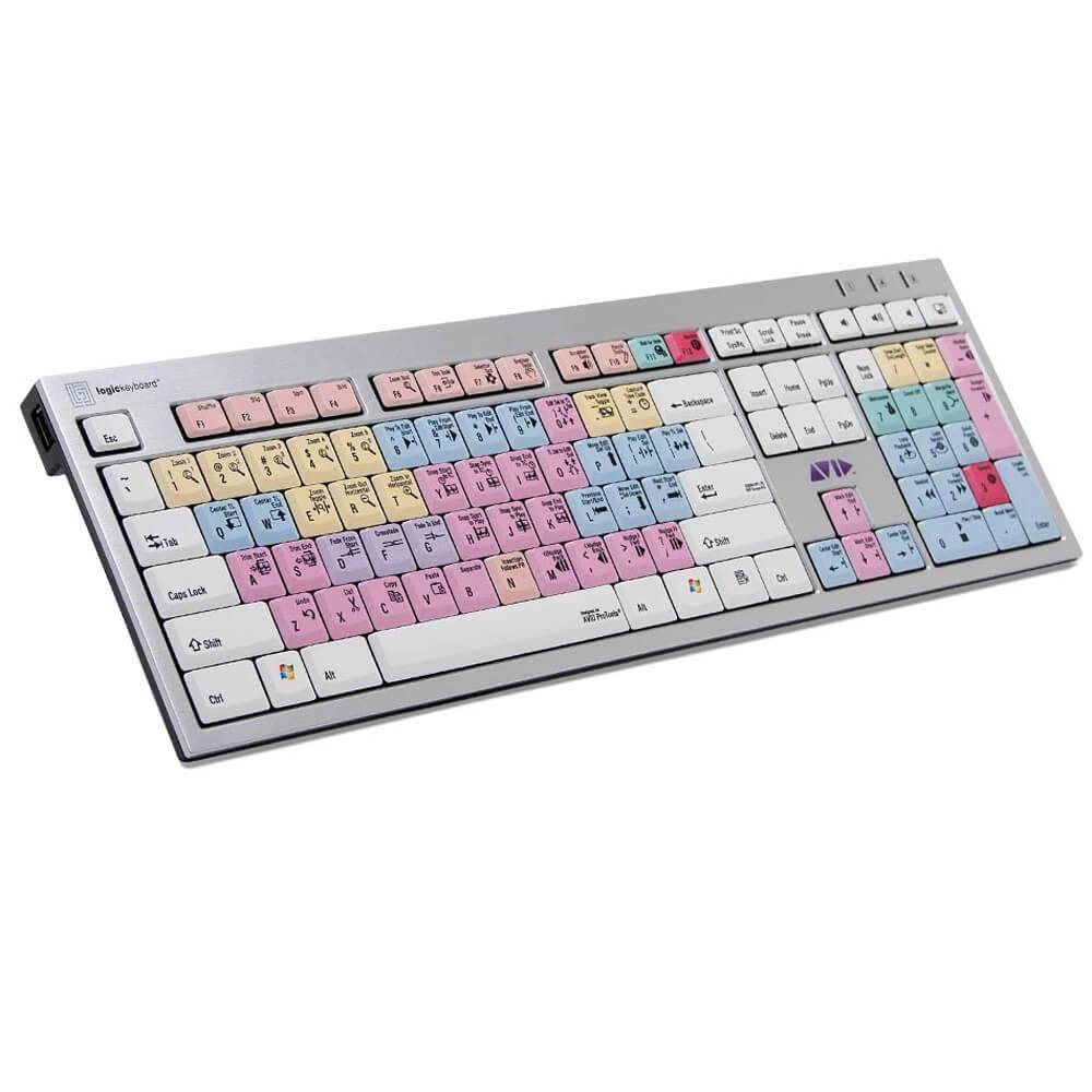 LogicKeyboard Avid Pro Tools Slim Line PC Keyboard showing key layout and branding on a sleek black keyboard. – image 1