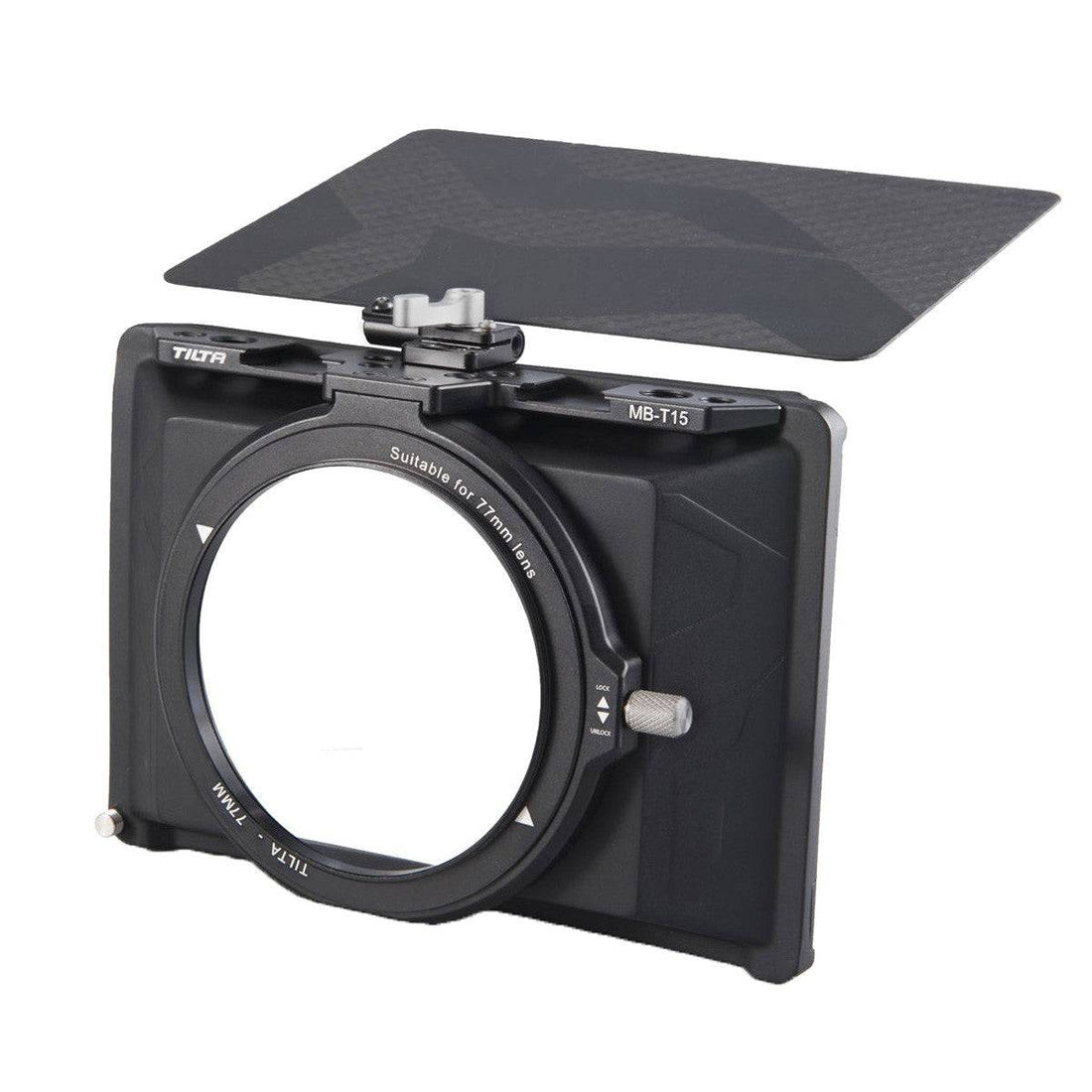 Tilta Mini Clamp-on Matte Box for video cameras, compact and lightweight camera accessories, shown with adjustable flags and mounting bracket. – image 1