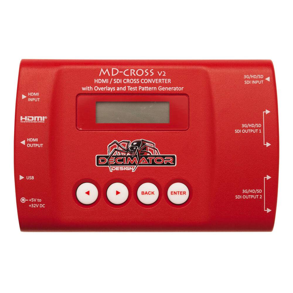 Decimator Design MD-CROSS v2 HDMI/SDI video converter with scaling and frame rate conversion, shown from the top view. – image 2