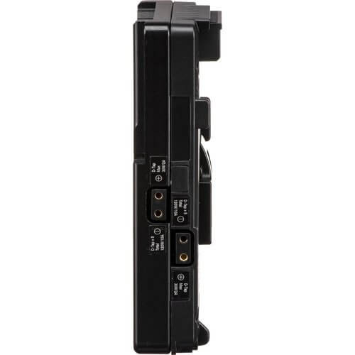 IDX System Technology V-Mount Adapter Plate with 5 D-Tap outputs for video cameras, shown from the left side. – image 4