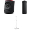 Mevo Plus Pro Bundle featuring a video camera, Boost, and adjustable camera stand on a white background.