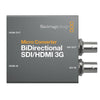 Blackmagic Design bi-directional SDI and HDMI 3G micro converter showing ports and compact design with power supply attached