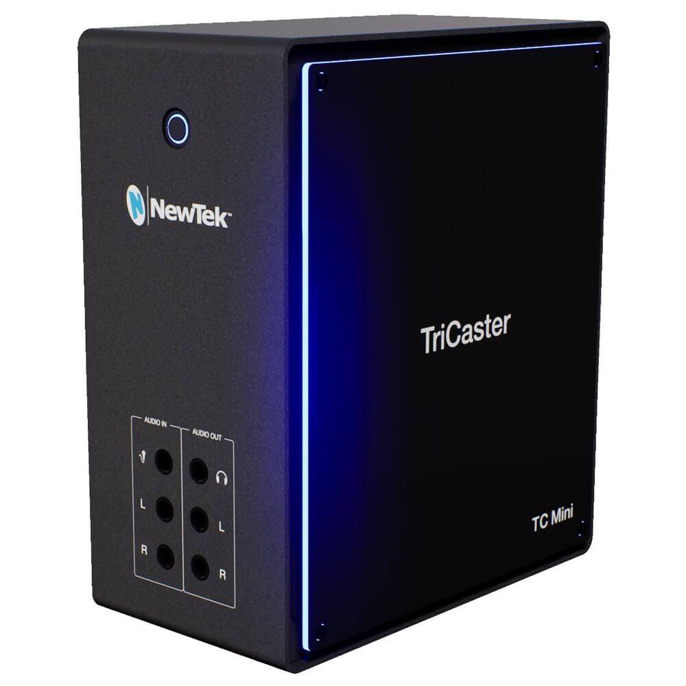 Front view of Vizrt TriCaster Mini 4K video switcher with control surface, compact professional broadcasting equipment. – image 3