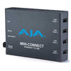 AJA Mini-Connect Ethernet to 4-port USB video converter device with ports visible in the image.