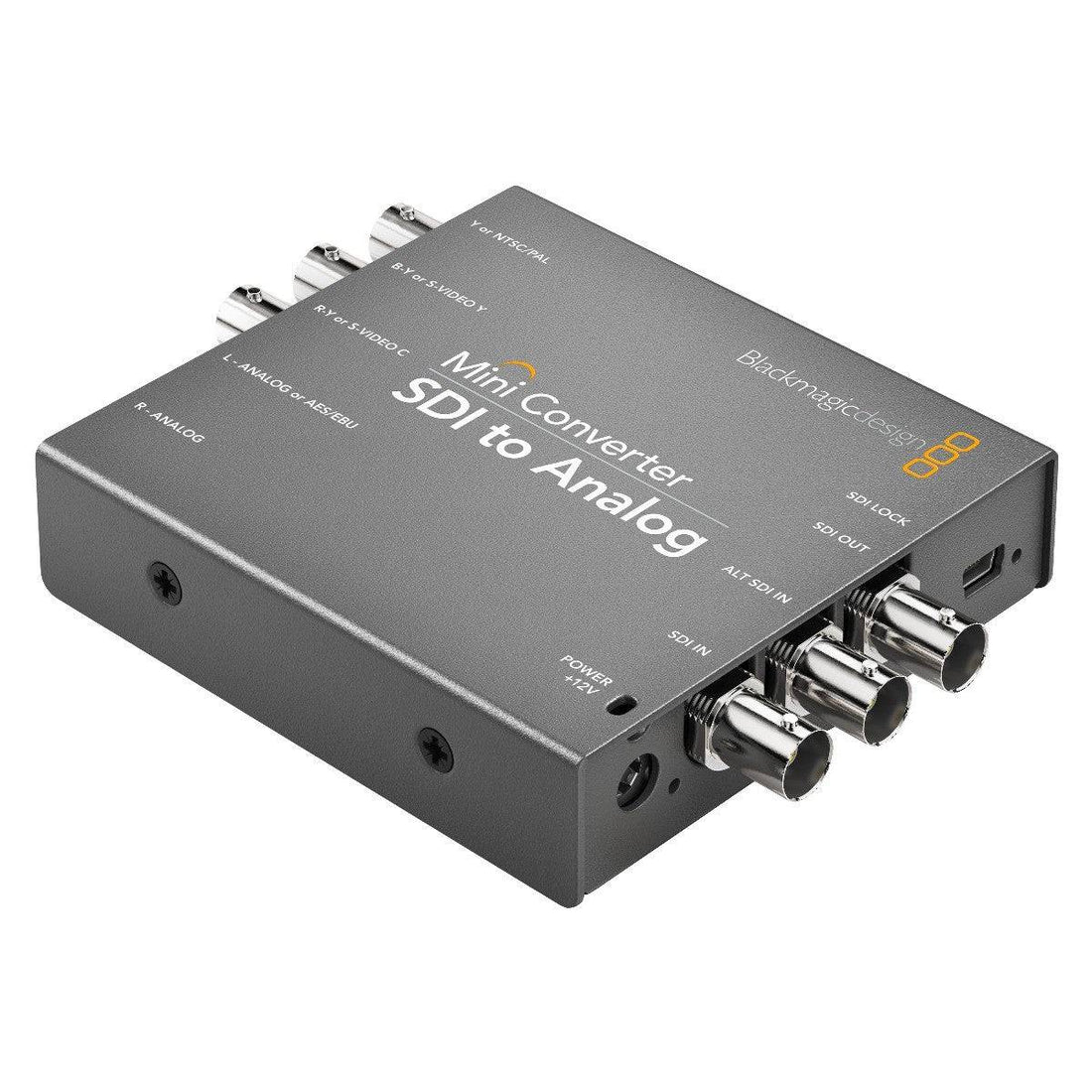 Blackmagic Design Mini Converter SDI to Analog video converter showing SDI and analog output ports on compact device. – image 1