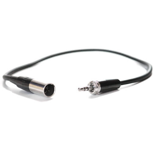Kondor Blue Mini-XLR Male to Locking 3.5mm stereo cable for BMPCC 6K & 4K, black, showing connection end with mini plug and locking mechanism. – image 1