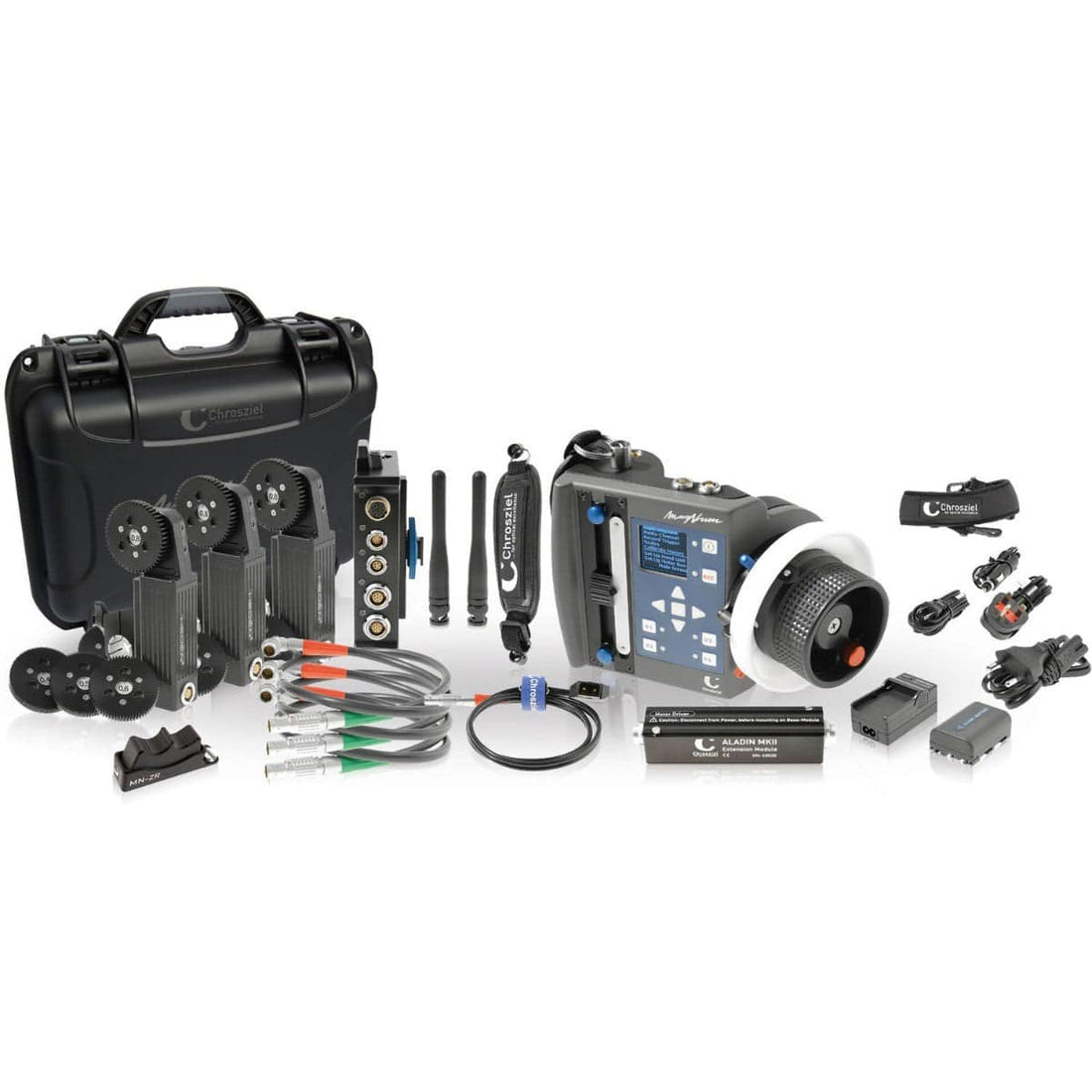 Chrosziel MN-300 MagNum 3-Axis wireless lens control system with Heden motors, featuring control knobs and wireless transmitter. – image 1