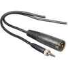 Azden MX-1 3.5mm stereo mini to XLR audio cable connected to professional audio equipment.