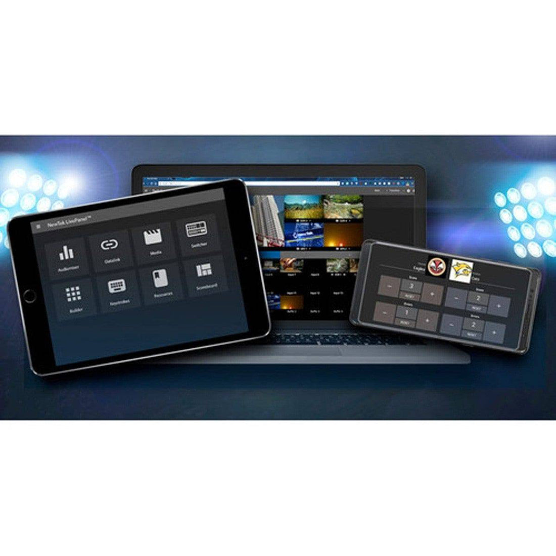 Vizrt LivePanel software interface for TriCaster TC1 and IP Series, displaying customizable control panels on a computer screen. – image 1