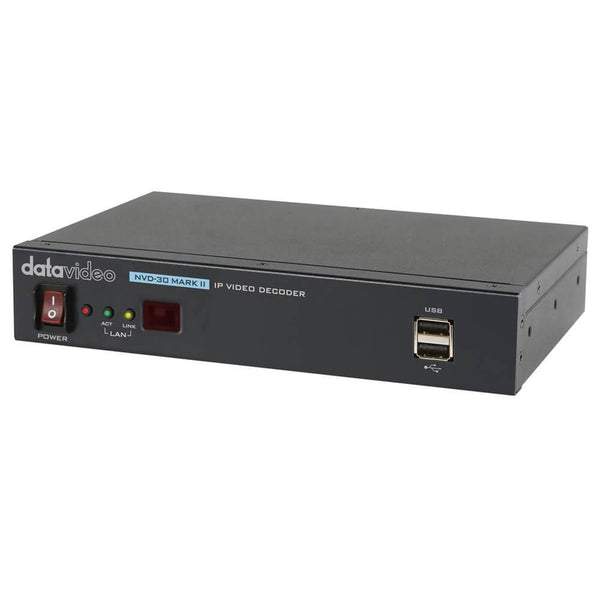 Front view of Datavideo NVD-30MK II HDMI IP video decoder, a professional production equipment device for video streaming and decoding. – image 1