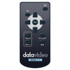 Datavideo NVD-30MK II HDMI IP video decoder with remote control, used in professional production equipment setup.