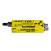 LYNX Technik yellobrik 12G-SDI to fiber optic transmitter with Fiber ST connector for professional video production equipment.