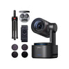 OBSBOT Tail 2 PTZ camera with NDI, Power Up Combo featuring adjustable lens, tripod, and remote control for professional streaming.