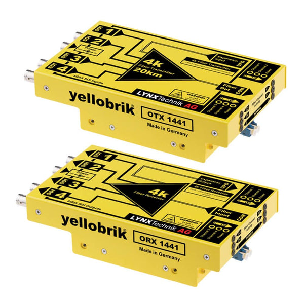 Lynx Technik yellobrik OTR-1441 4K fiber transmission system with fiber LC connectors, used in professional video production setups. – image 1