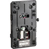 IDX System Technology P-V212 V-Mount Adapter Plate with Regulated 12V D-Tap for video cameras, shown from the back.