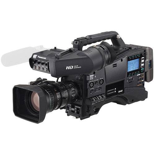 Panasonic P2 HD shoulder camcorder with 2/3" 3MOS sensors and AVC-ULTRA recording, shown from the front angle with controls visible. – image 1
