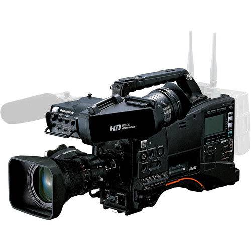Panasonic 1/3" AVC-ULTRA shoulder mount camcorder with professional lens and shoulder support for high-quality video recording. – image 1