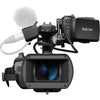 Sony PMW-300K1 handheld XDCAM HD camcorder with interchangeable lens system, front view showing lens and control buttons.