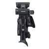 Sony PXW-Z280 4K XDCAM handheld camcorder showing top view with lens, controls, and built-in microphone for professional video recording.