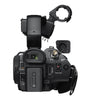 Rear view of Sony PXW-Z90V 4K HDR XDCAM camcorder highlighting its ports, controls, and ergonomic design for professional video recording.
