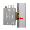 AJA rackmount bracket for mini-converters, mounting kit with metal construction and screw holes for secure installation.