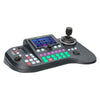 Front view of Datavideo RMC-300A multi-camera IP PTZ controller with control buttons and display screen.