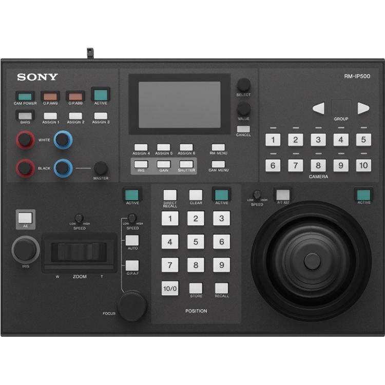 Sony RM-IP500/1 remote camera controller for Sony PTZ cameras, featuring control panel with buttons and joystick for precise camera operation. – image 1