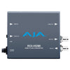 AJA ROI HDMI to SDI scan converter front view showing HDMI input port and control buttons on the device.