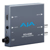 AJA ROI HDMI to SDI scan converter showing HDMI input port and SDI output port on a professional video converter device.