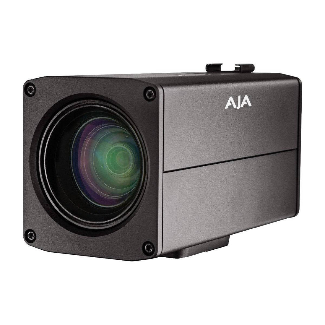 AJA RovoCam integrated 4K/HD multi-purpose camera with HDBaseT technology, showing the camera's sleek design and lens. – image 1