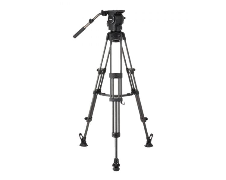 Libec RSP-750MC professional carbon piping tripod system with mid-level spreader for video camera ENG setups – image 1