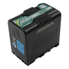 IDX System SB-U50 PD Sony BP-U lithium-ion battery for video cameras, 14.4V, 48Wh, shown connected to a professional camera.