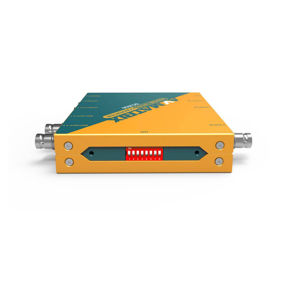 AVMatrix SC2030 3G-SDI/HDMI video converter showing various input and output ports on a compact device. – image 3