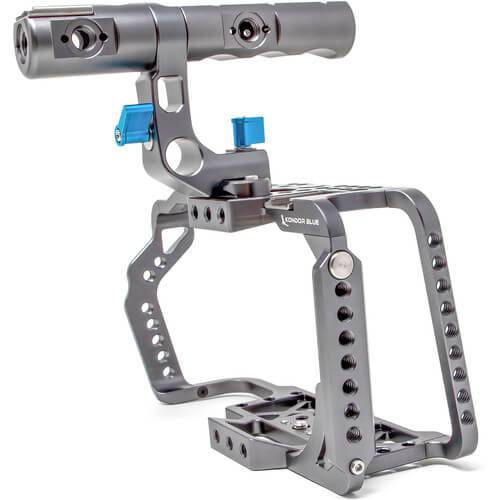 Kondor Blue full cage with top handle for BMPCC 4K/6K in space gray, showing front view with camera protection and grip options. – image 2