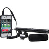 Azden SGM-990+i shotgun microphone for cameras and mobile devices, showing the microphone with its sleek design and mounting clip.