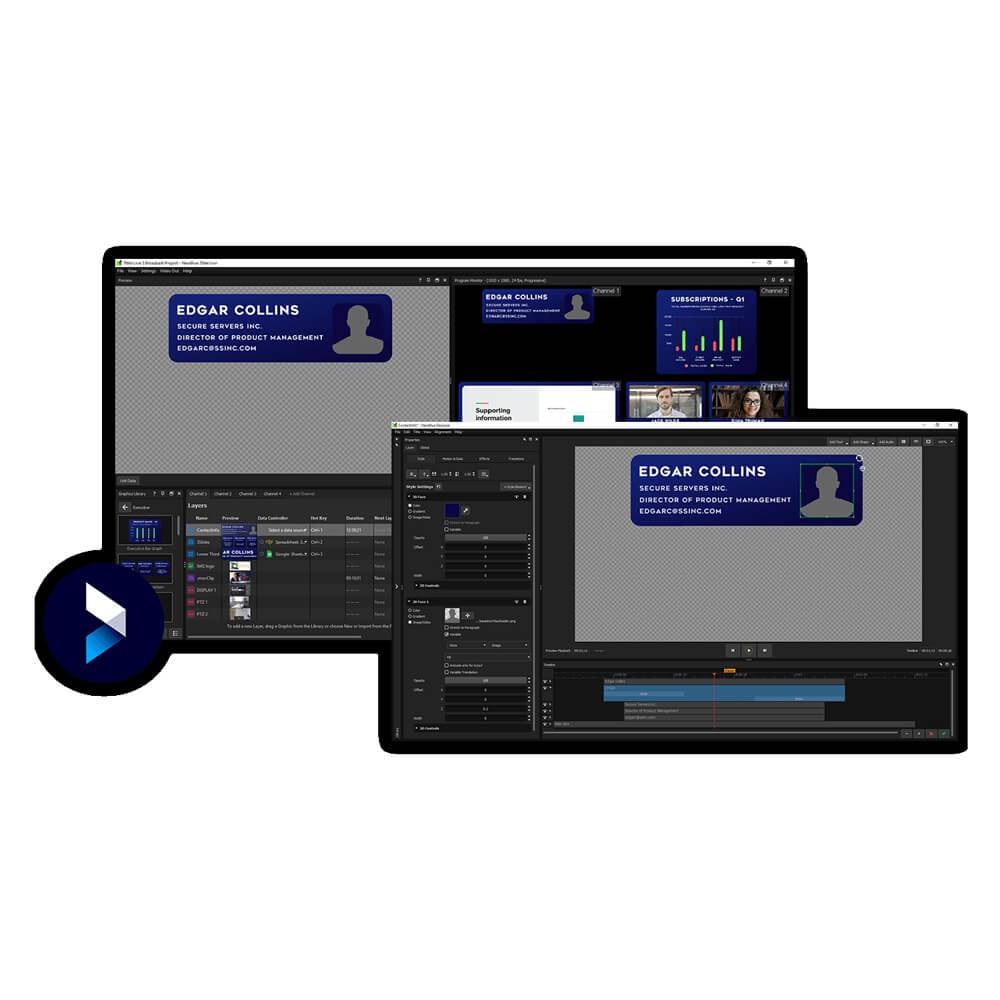 NewBlue Captivate Broadcast live graphic displayed on screen showcasing dynamic visual effects for video production. – image 6