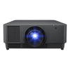 Front view of Sony 9000 Lumen WUXGA 3LCD Laser Projector, production equipment with sleek black body and control panel.