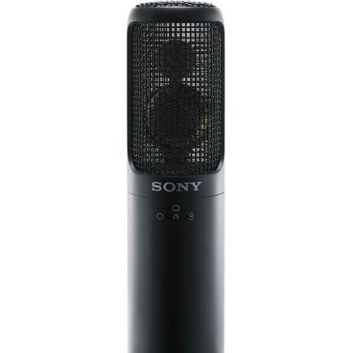 Sony C-100 high-resolution two-way condenser microphone for professional audio production equipment, with detailed construction and connectors. – image 2