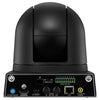 Sony SRG-300H 1080p PTZ camera in black, showing rear view with mounting options for desktop and ceiling installation.