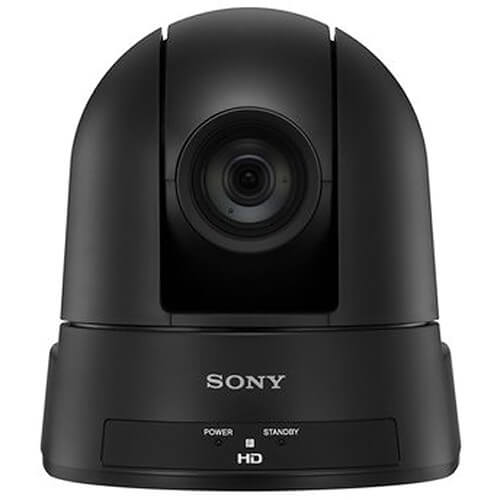 Sony SRG-300H 1080p PTZ camera in black, designed for desktop and ceiling mount, with remote control functionality. – image 1