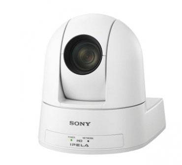Sony SRG300SE/W PTZ camera showing white body, 1080p 60fps streaming capabilities with 3G/SDI and IP live streaming features. – image 2